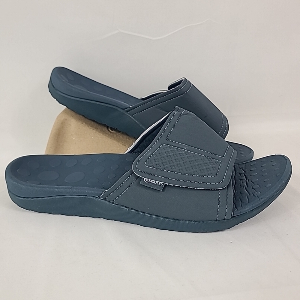 NEW Medical Soles Slides Sandals with Adjustable Strap Size M13 / W14 Blue
